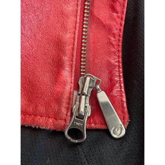 Hein Gericke Women’s Red Leather Moto Jacket Size 16 Zip Front 100% Leather - Picture 9 of 15